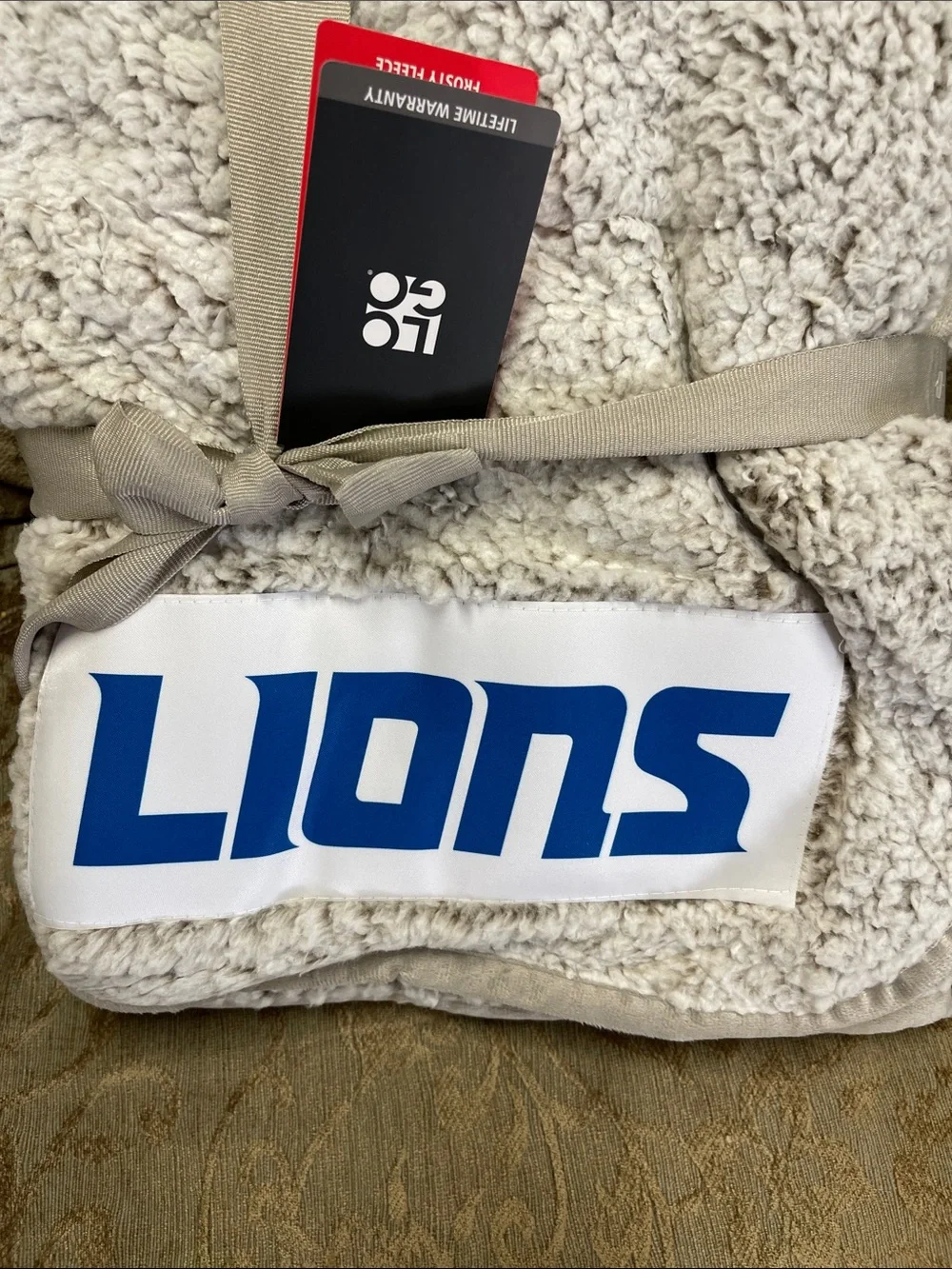 Detroit Lions NFL Gray Trim Frosty Fleece Throw Blanket NWT